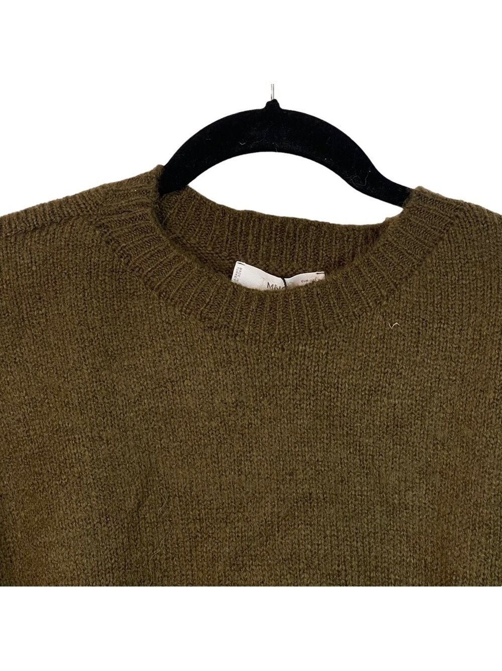 MNG Mango Green Knit Wool Blend Long Sleeve Crew Neck Sweater Size Medium - Picture 3 of 16